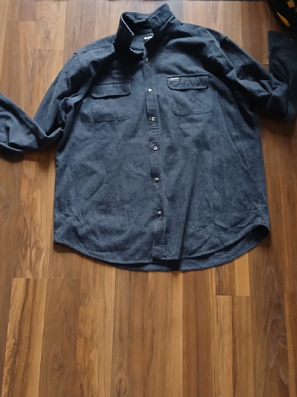 Men's Long-Sleeve Casual Button-Down Shirt - Navy